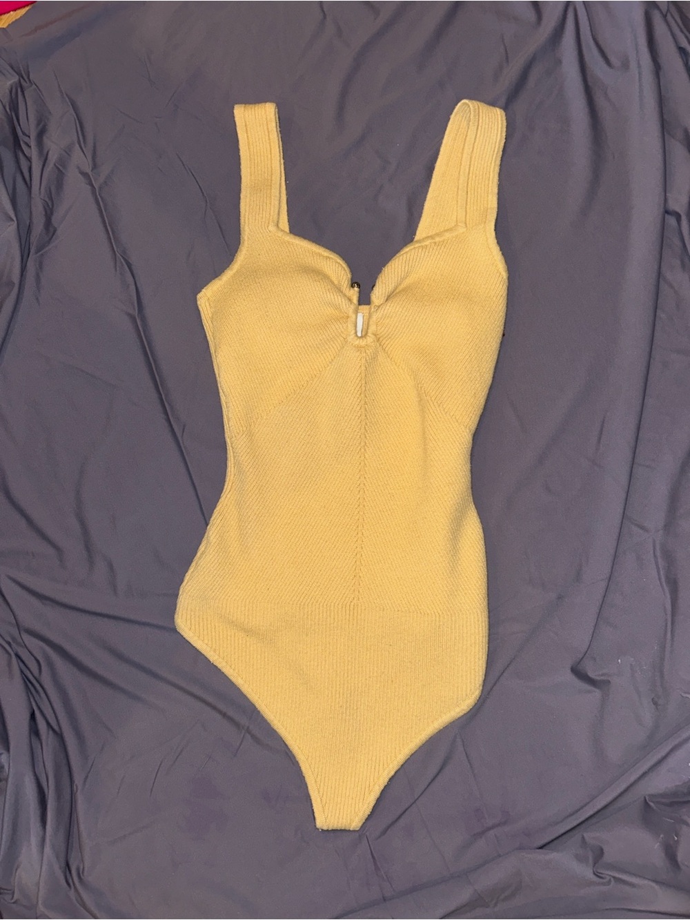 Abercrombie & Fitch Yellow Knit One-Piece Bodysuit